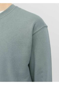 Jasnozielona bluza wykonana z miękkiej bawełny, z okrągłym dekoltem i ściągaczami na mankietach, o gładkiej fakturze i subtelnych detalach szwu.