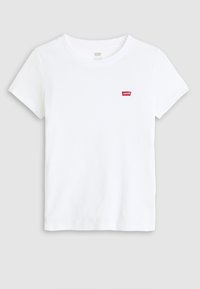 Hvid bomulds T-shirt med rund halsudskæring. Har et lille rødt Levi's-logo på venstre brystområde. Korte ærmer, standard pasform.