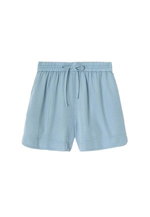 Shorts bleu clair à coupe ample avec taille élastique et cordon de serrage, conçus pour un usage décontracté.