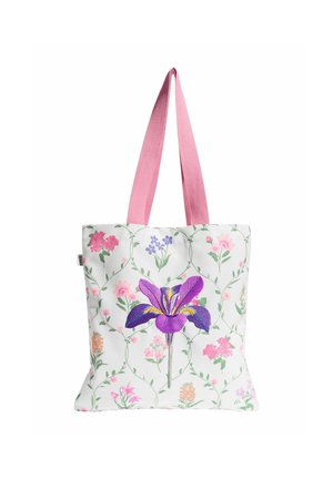 Love & Roses PRINTED CANVAS TOTE BAG . - Cabas - ivory and pink floral