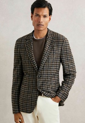 REGULAR FIT - BRAZANATI -BLEND DOGTOOTH CHECK  - Sacou - brown
