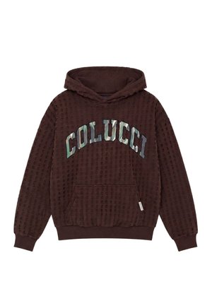 Colucci, PERFORATED COLLEGE HOODIE - Φούτερ με κουκούλα - dark brown   aop green