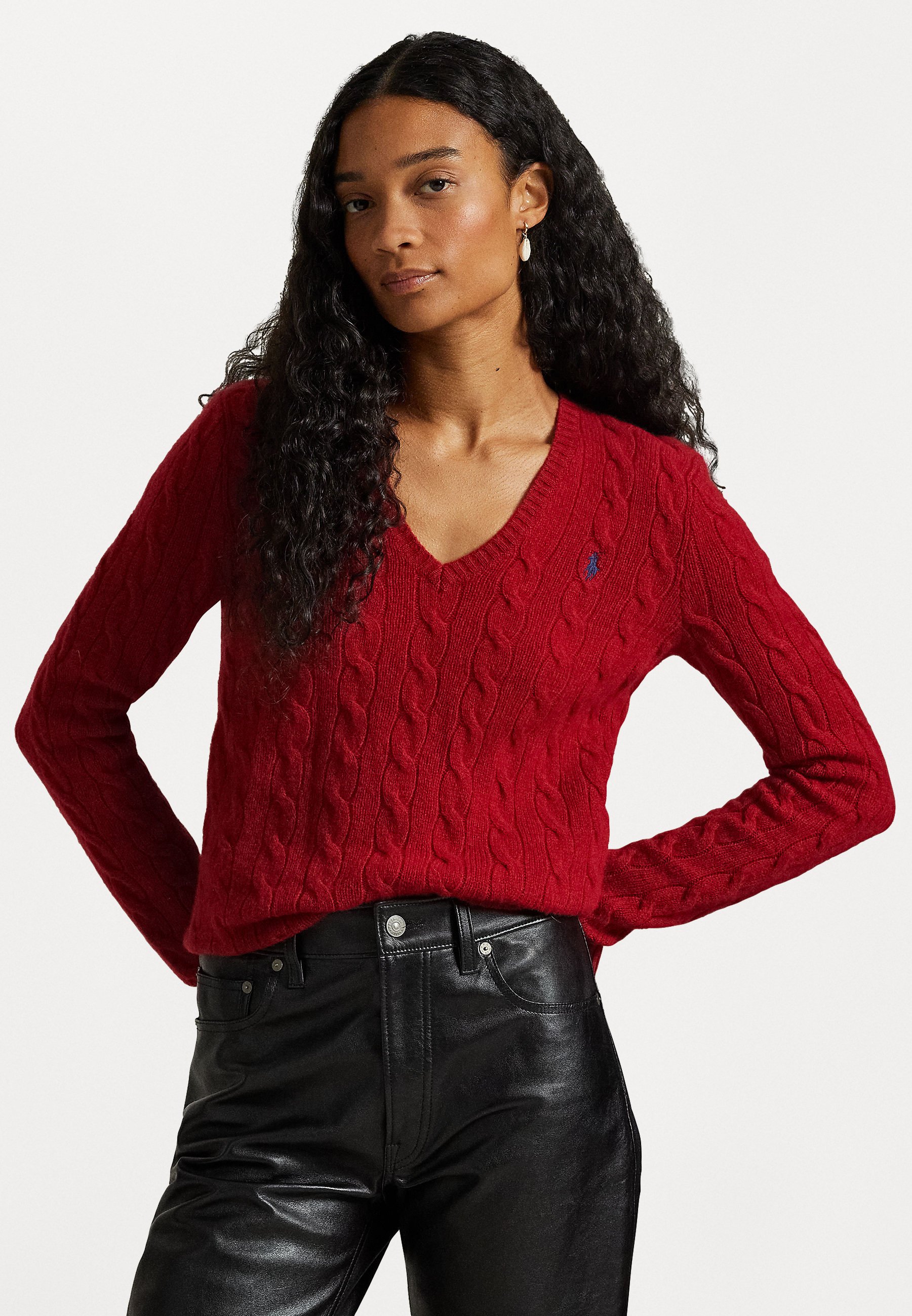 Polo Ralph Lauren CABLE-KNIT WOOL-CASHMERE V-NECK SWEATER