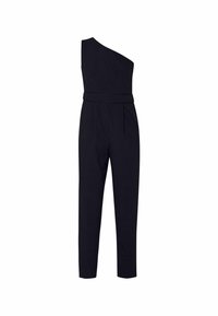 Mono negro con un hombro, con una cintura ajustada, un frente plisado y piernas ajustadas. Tejido suave con un diseño elegante y minimalista.