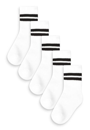 CUSHIONED FOOTBED RIBBED SOCKS 5 PACK - Socks - white