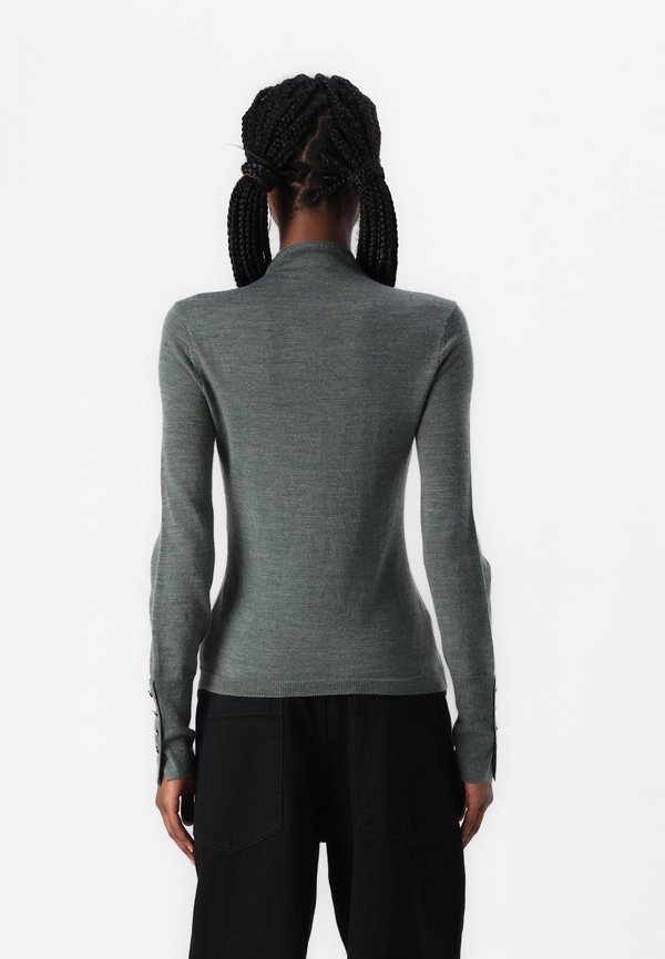 Merino Wool Button Sleeve Mockneck Top - Jumper - pesto4