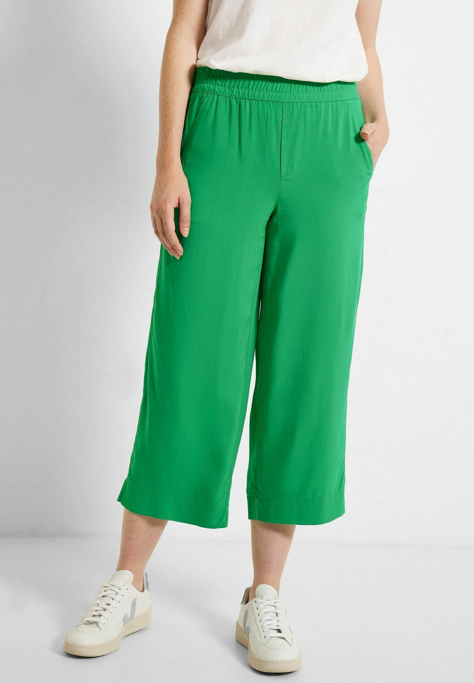 TOM TAILOR Damen Leinen-Stoffhose Loose Fit - Lockere Passform, Seitliche Taschen, Mit Kordelzug