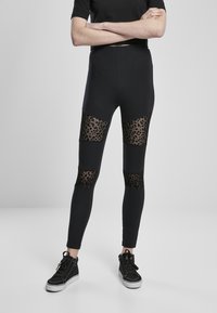 Urban Classics - FLOCK LACE INSET - Leggings - black Miniaturebillede 1