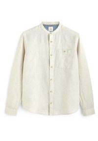 Next LINEN BLEND ROLL SLEEVE SHIRT WITH GRANDAD COLLAR - Košile - oatmeal