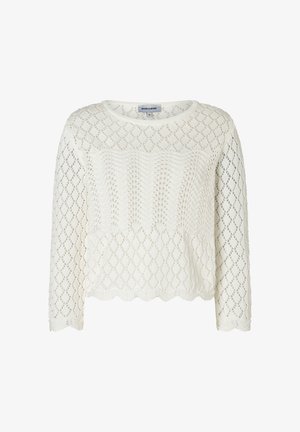 More & More, MORE & MORE KURZER, KASTIGER LOCHSTRICKPULLOVER, 3/4 ARM - Strickpullover - off white