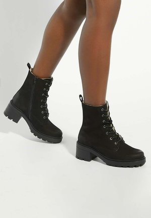 PLUSHY - Lace-up ankle boots - black