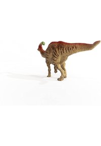 Dimorphodon dinosaur figure with textured brown body, red back, green crest, and elongated tail, showcasing intricate surface details.