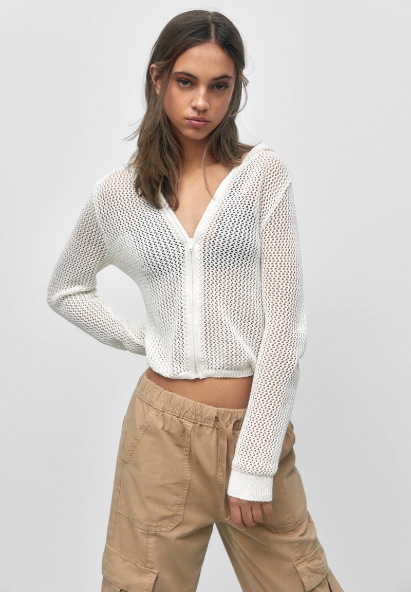 PULL&BEAR HOODED Vest off white/crème Zalando.nl