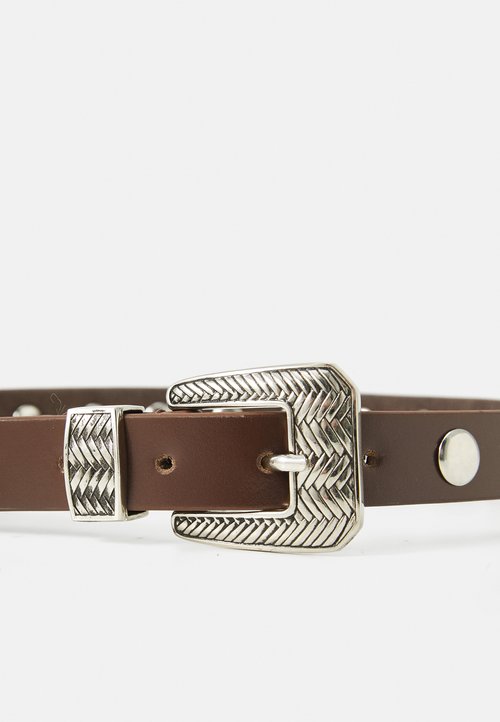 Ceinture Concho Coeur En Cuir Tressé Marron - Taille M, Occasion Très Bon état