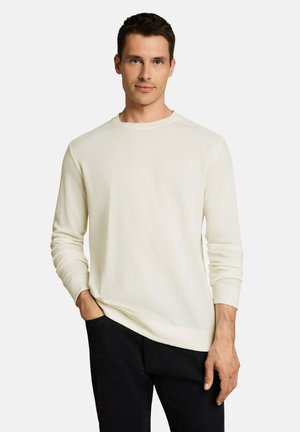 TOM TAILOR, STRUCTURED GARMENT DYE LONGSLEEVE - Langarmshirt - gardenia white