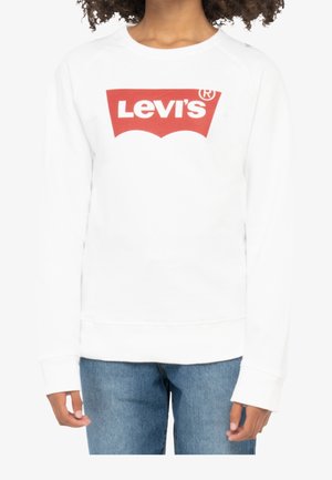 Sudadera blanca de mezcla de algodón, con un gráfico del logo rojo de Levi's en la parte frontal, de mangas largas y puños acanalados.