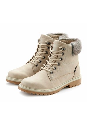 Platform ankle boots - beige
