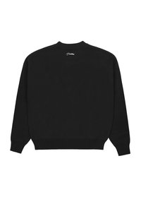 Schwarzer Sweatshirt mit Rundhalsausschnitt, langen Ärmeln, gerippten Bündchen und Saum. Mit kleinem, aufgenähtem Logo auf der Rückseite. Weicher Stoff und lässige Passform.