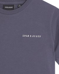Grey short-sleeve t-shirt made of soft cotton, featuring a crew neck and the text "LYLE & SCOTT" in white embroidery positioned on the chest.