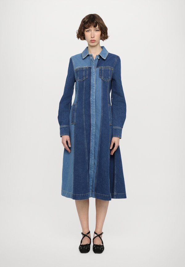 LONG SLEEVE  - Denim dress - two tone denim