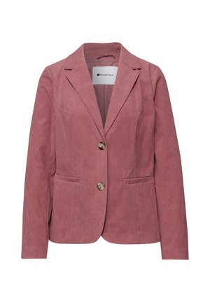 Blazer da donna in velluto a coste color rosa polveroso con rever a incavo, due bottoni frontali e due tasche a filetto, con marchio Street One all'interno del colletto.