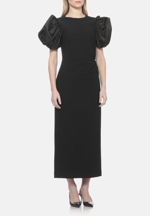 ROTATE, ABITO DRAPED MIDI PUFF - Vestito casual - nero