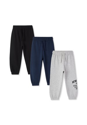 3 PACK - Pantaloni sportivi - nero blu scuro  grigio chiaro