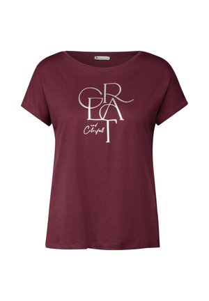 Camiseta burdeos de algodón suave, con un diseño gráfico plateado que dice "GRAP y Colorful". Corte relajado con mangas cortas.