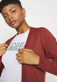 VILA VIRIL LONG CARDIGAN - Casaco de malha - burnt henna melange