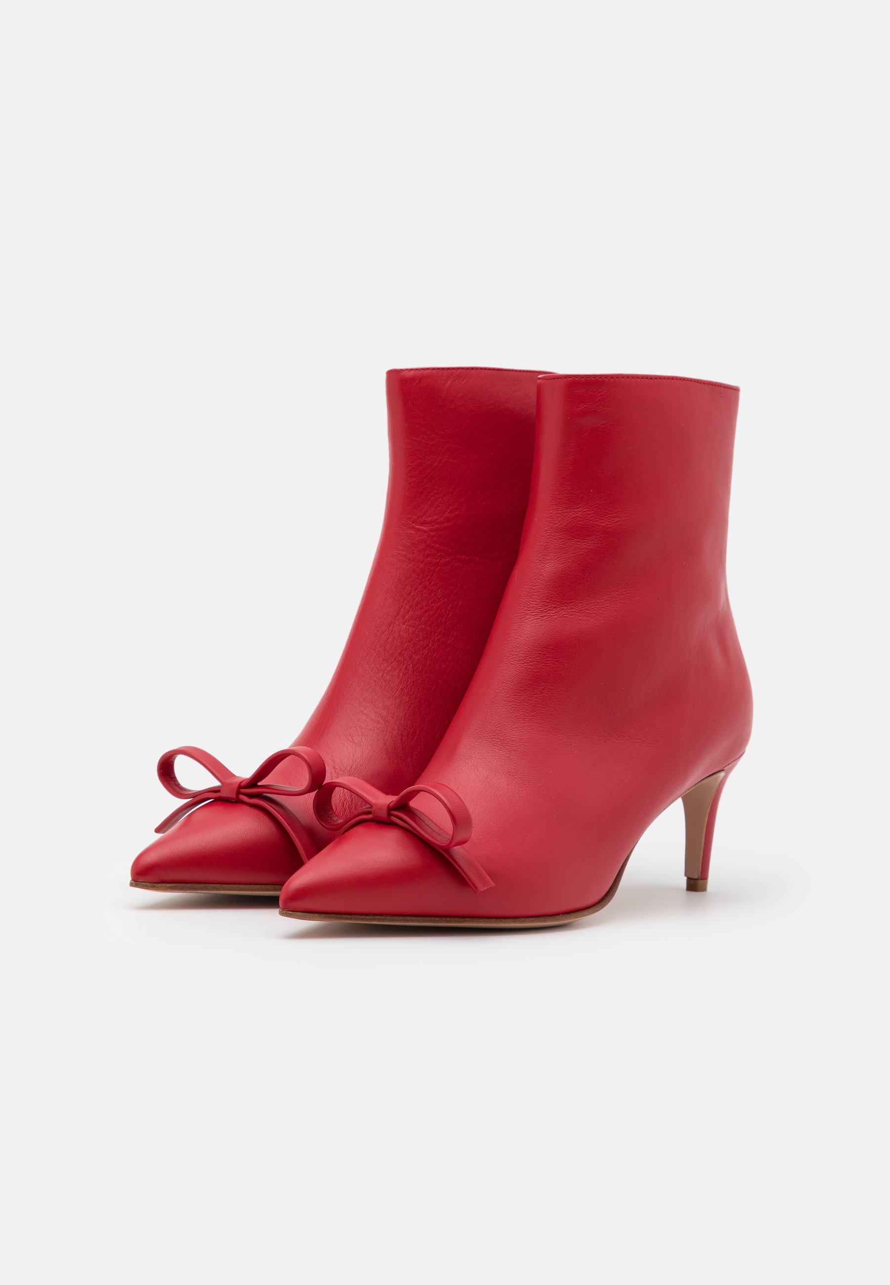 red low heel boots