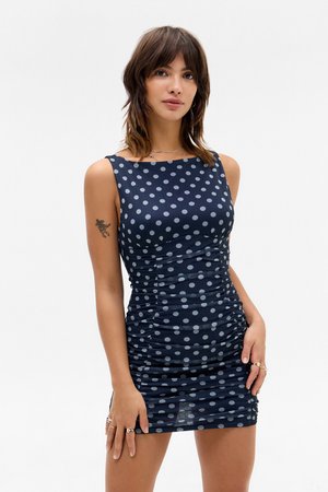 NANCY POLKA DOT DRESS - Šaty do práce - navy