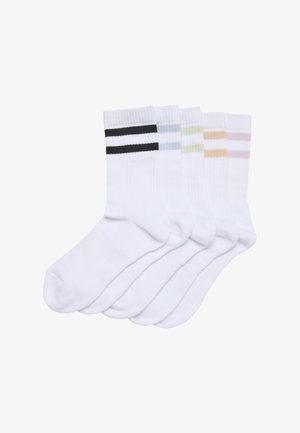 Urban Classics, URBAN CLASSICS HERREN DOUBLE STRIPE SOCKS 5-PACK - Socks - white black whitefreezblue whitelightmint whitesoftapricot whiteblushedrose