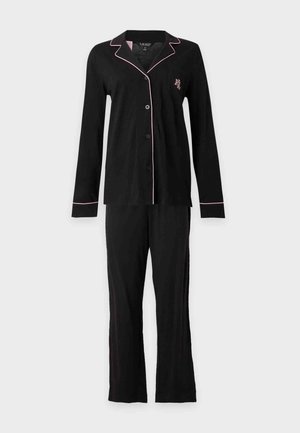 Lauren Ralph Lauren, NOTCH COLLAR LONG PANT SET - Πιτζάμες - black