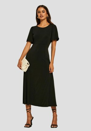 FLUTTER SLEEVE ROUND NECK - Nappali ruha - black