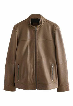 REGULAR FIT - SIGNATURE FUNNEL NECK - Giacca di pelle - brown nubuck