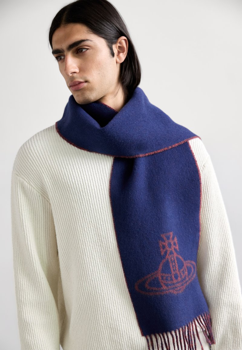 Foulard En Soie VIVIENNE Vintage - Bleu Nuit 86x87 Cm - Occasion Motif élégant