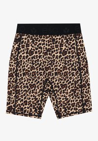 HIGH RISE LEOPARD PRINT CYCING SHORTS WITH CONTRAST WAISTBAND
 - Tights - dark brown/black/beige