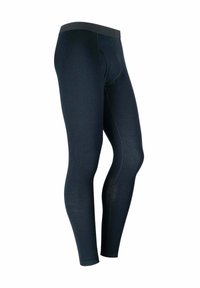 Leggings neri aderenti con una texture liscia e un elastico in vita, dotati di cuciture rinforzate e un design classico e lineare.