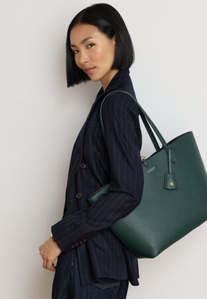 Lauren Ralph Lauren, FAUX-LEATHER LARGE REVERSIBLE TOTE BAG - Shopping Bag - season green/navy