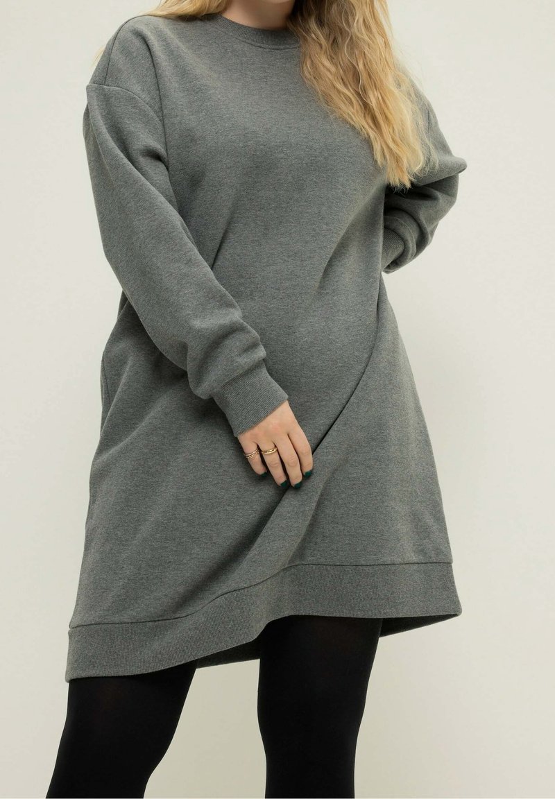 LaovanIn Abito Lungo Donna A Maniche Lunghe In Cotone Con Tasche - Grigio, XX-Large, Taglie Forti - 6