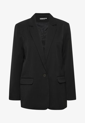 Melna žakete ar vienu pogu, izgrieztiem kliņģerēm, divām priekšējām kabatām un gludu satīna līdzīgu iekšējo oderi. Pielāgota piegriezte.