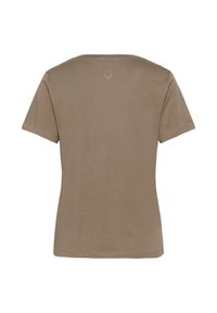T-shirt à manches courtes kaki. Matériau en coton doux avec un col rond et un petit logo dans le haut du dos. Coupe standard.