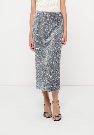 Anna Field by Zalando, SEQUIN MIDI SKIRT - Jupe crayon - (silver)
