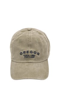 Olívazöld pamut baseball sapka hímzett szöveggel: "OREGON STATE 1991 PORTLAND" tengerészkék színben. Puha tapintású és ívelt széle van.