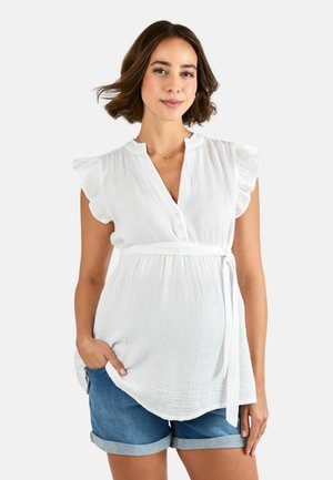 MATERNITY FIT - FRILL SLEEVE TEXTURED - Blouse - white