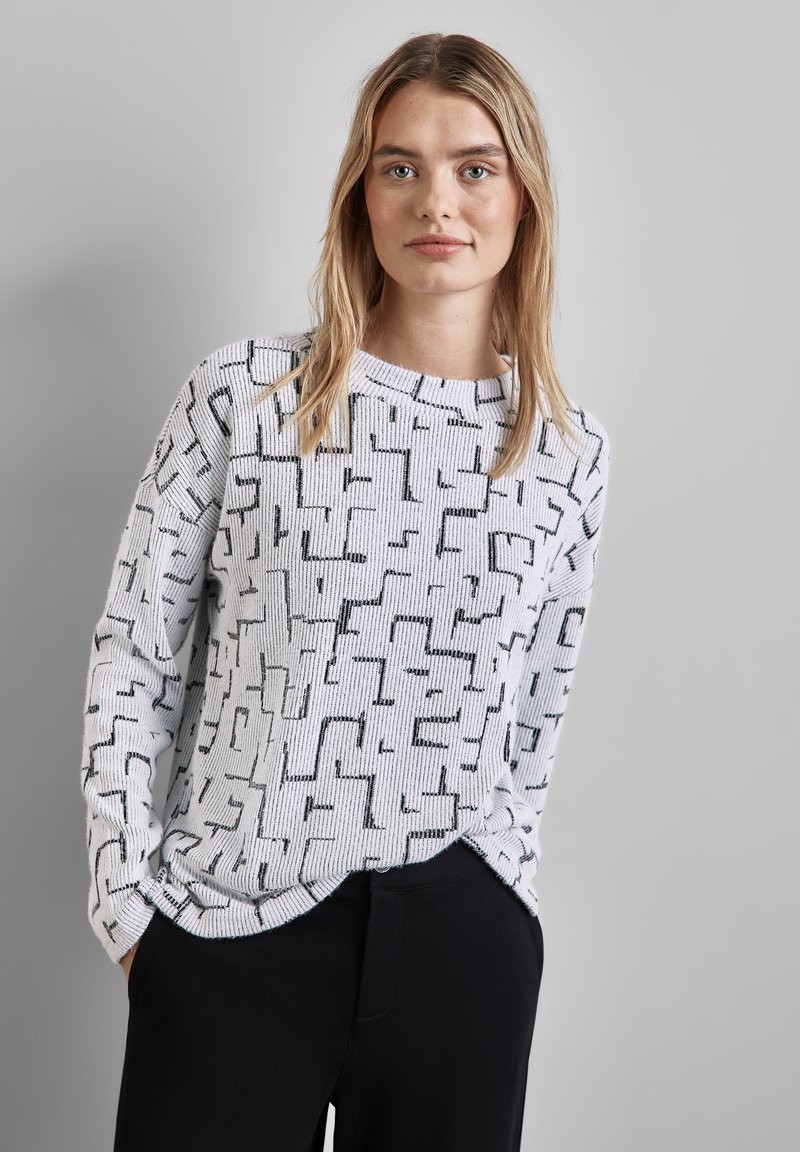 Street One FLAUSCHIGES MIT PRINT - Strickpullover - weiß