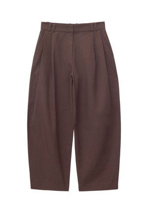 & OTHER STORIES, & OTHER STORIES BARREL‑LEG CROPPED TROUSERS - Pantalon classique - dark brown