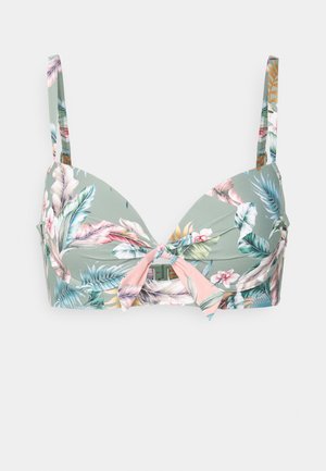 MALIBU BEACH PAR PADDED BRA LONGLINE PRINT MIX - Bikini top - light khaki