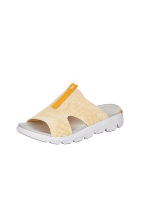 Pantolette flach - white yellow
