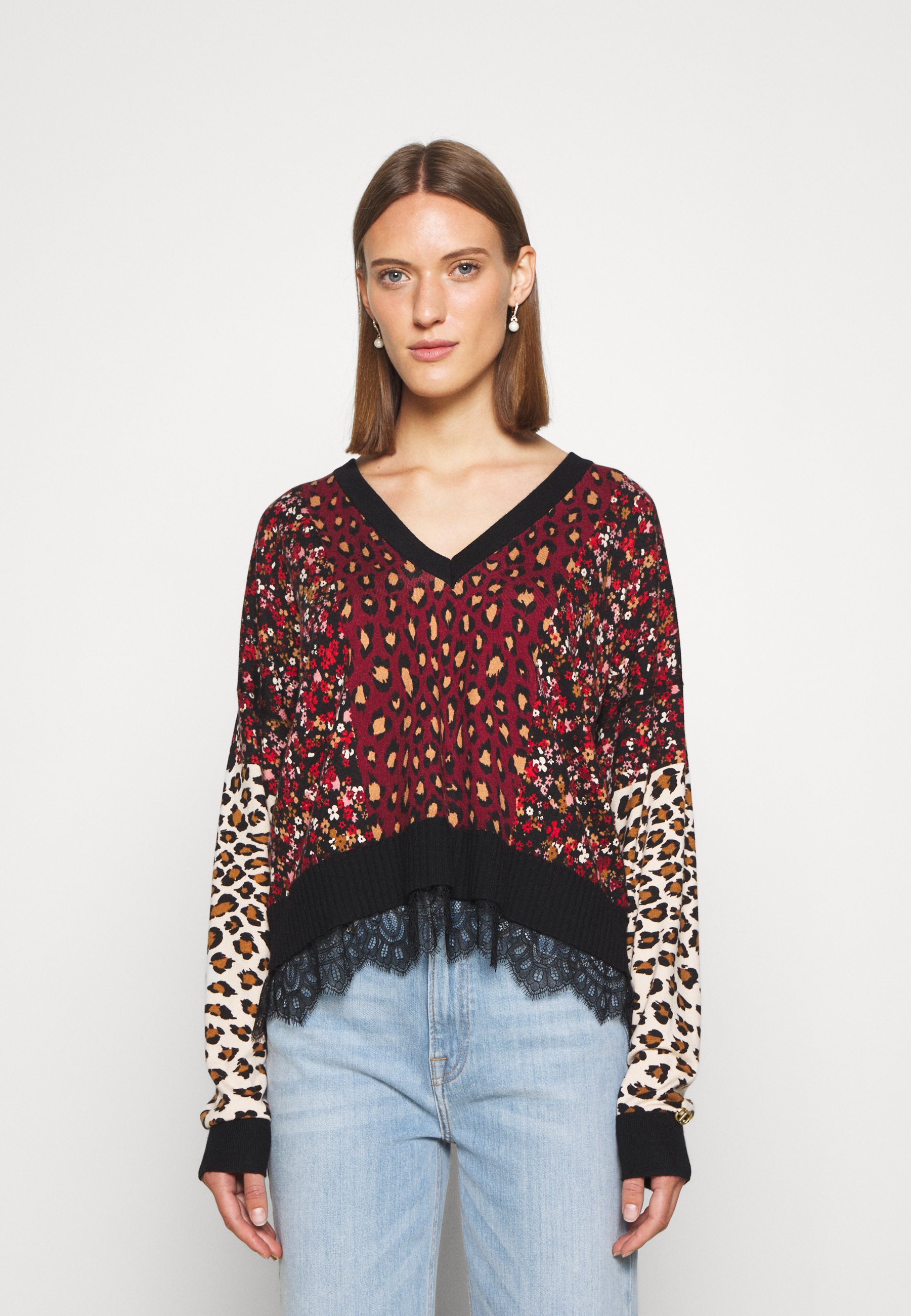 TWINSET MAGLIA DOPPIO USO STAMPATA CON PIZZO - Jumper - red - Zalando.ie